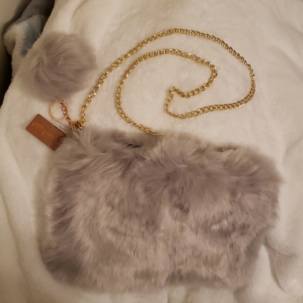3AM Forever Gray Fuzzy Purse